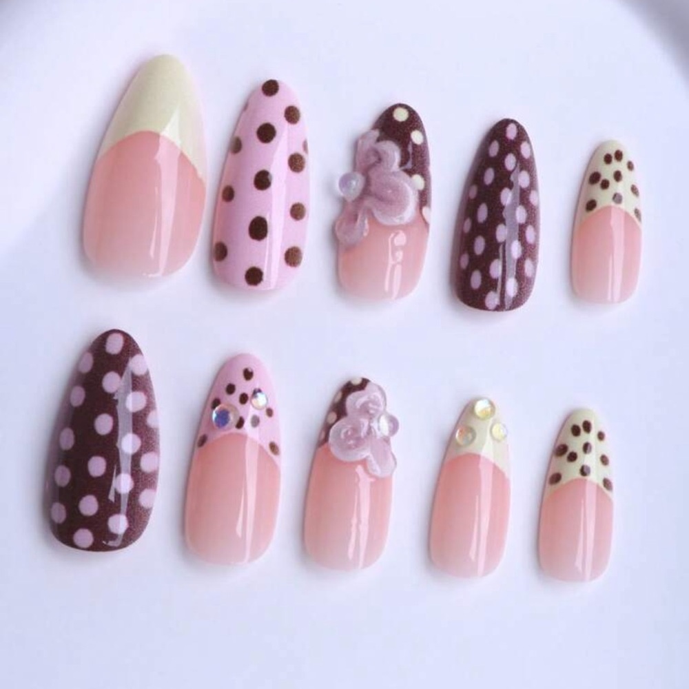 24 Pcs Of Medium-Length Almond-Shaped Nails Press On Gift Box, New Autumn Style - Picture 2 of 4